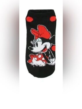 Black Minnie Mouse Graphic Ankle Socks - new, well worn